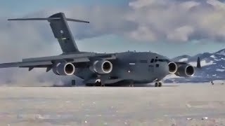 Big C17 Transport Plane Lands In Antarctica [upl. by Levitus]