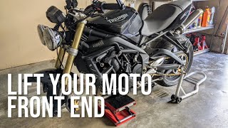 How to Lift a Motorcycle Front End  Triumph Street Triple 675 [upl. by Hoeve]