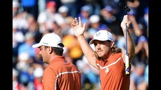 Full Replay  Tiger Woods amp Patrick Reed v Francesco Molinari amp Tommy Fleetwood  2018 Ryder Cup [upl. by Lucine]