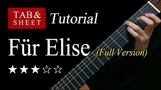 Für Elise Full Version  Guitar Lesson  TAB [upl. by Loyce519]