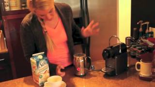 Nespresso Aeroccino Plus Frother Review Frothing Almond Milk [upl. by Aihsekin]