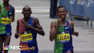 Boston Marathon 2019 Mens elite ends with epic photo finish  NBC Sports [upl. by Tirreg896]