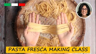 How to Make Tagliatelle Pasta Fresca Making Class [upl. by Notliw]