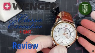 Wenger Classic Executive GMT Swiss Army Watch  Review amp Unboxing 79306C  Ronda 515H [upl. by Midis58]