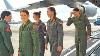 All Female Flight US Air Force C17 Globemaster III Aircraft [upl. by Oirelav]