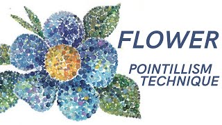 Flower  Pointillism Technique  IOTN  Speed Painting [upl. by Britni]