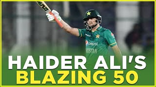 Haider Alis Blazing 50  Pakistan vs West Indies  1st T20I 2021  PCB  MK1L [upl. by Aivatal]