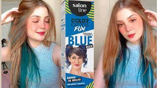 PINTEI MEU CABELO DE AZUL COM BLUE ROCK SALON LINE TONALIZANTE AZUL  BRUNA TV [upl. by Inaoj]