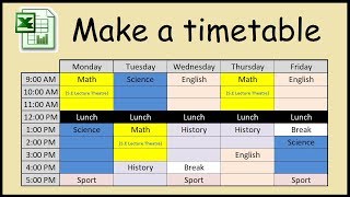 How to make a timetable in Excel [upl. by Botzow601]