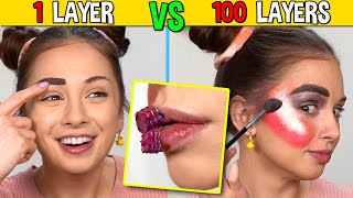 100 LAYERS vs 1 LAYER of Makeup Challenge [upl. by Collyer]